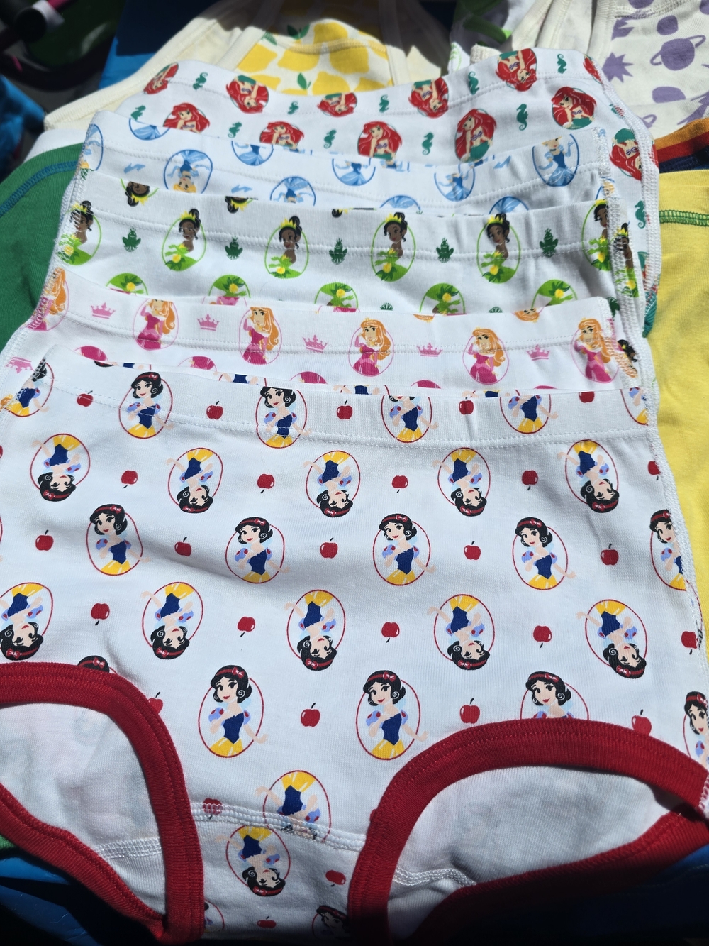 Disney White Girls' Cotton Undergarment Set with Red and Blue Character Accents